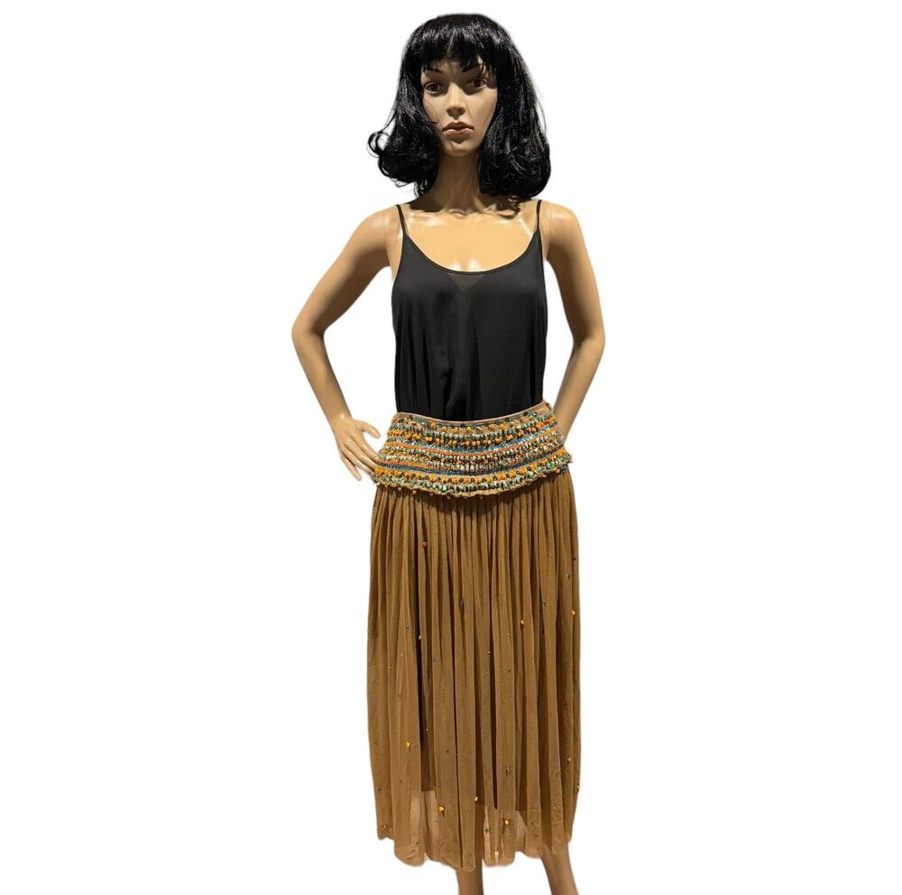 Boho tulle skirt-colored stones & beads by Christopher Fischer size small